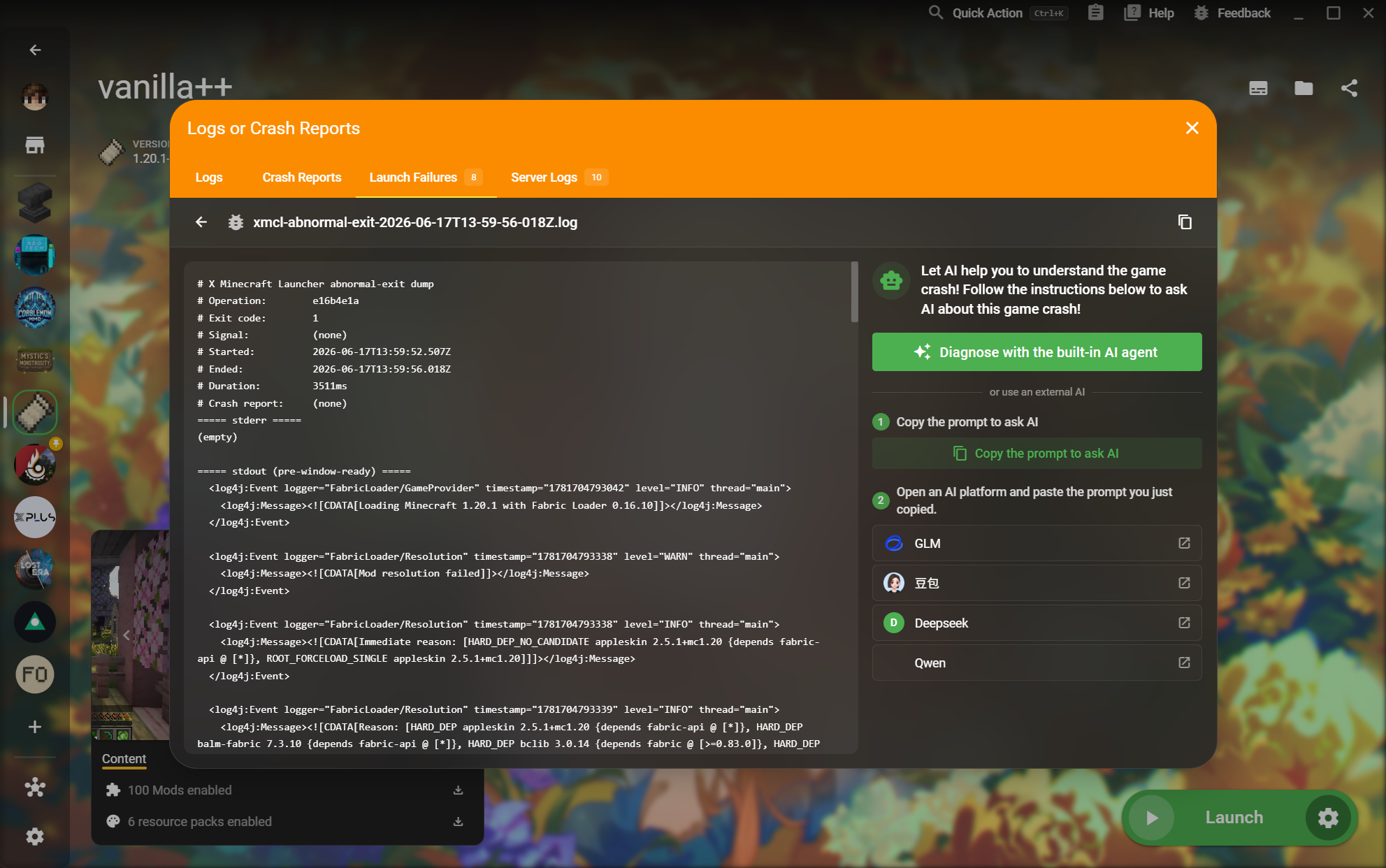Crash and Launch Failure Reports