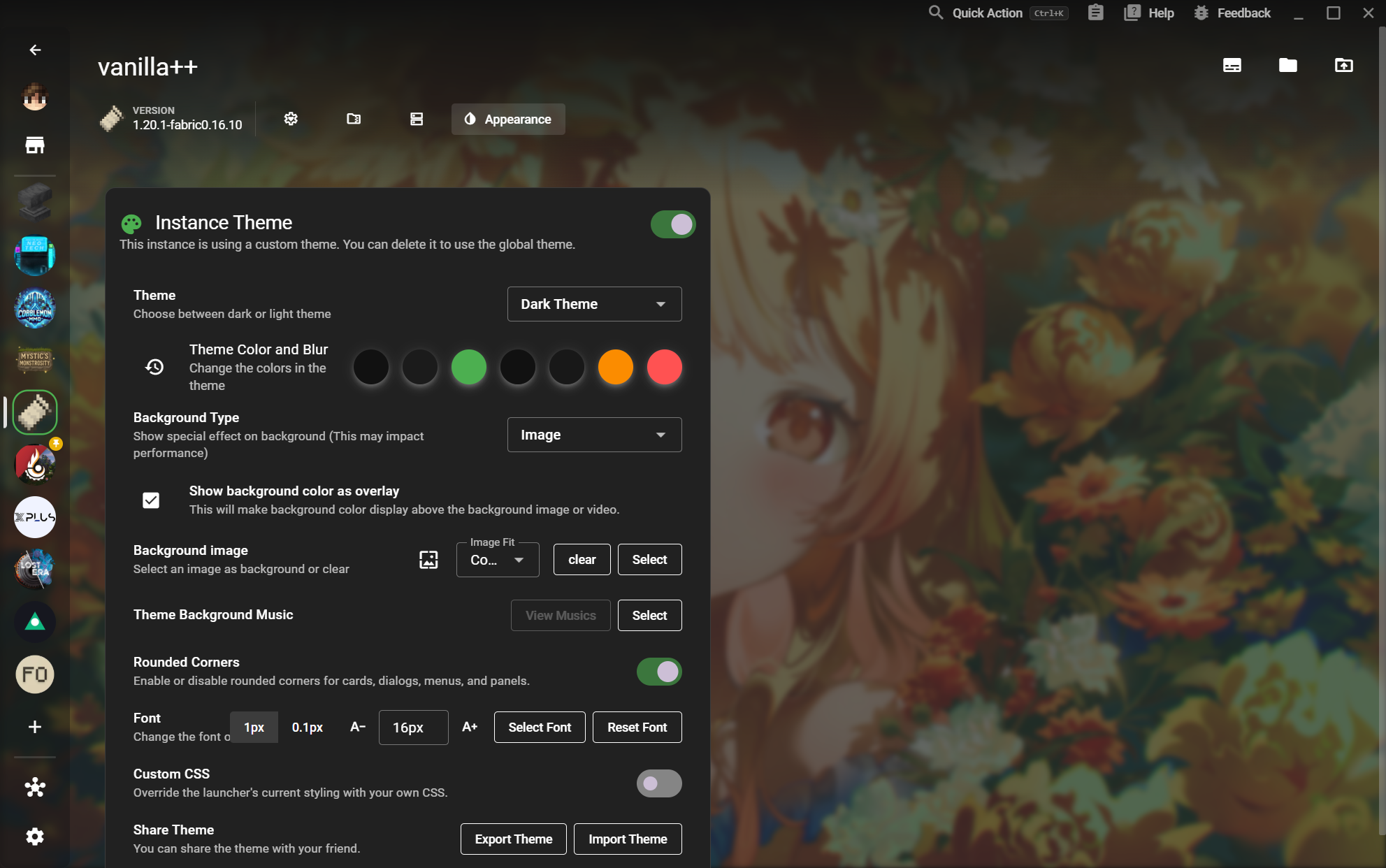 Instance settings