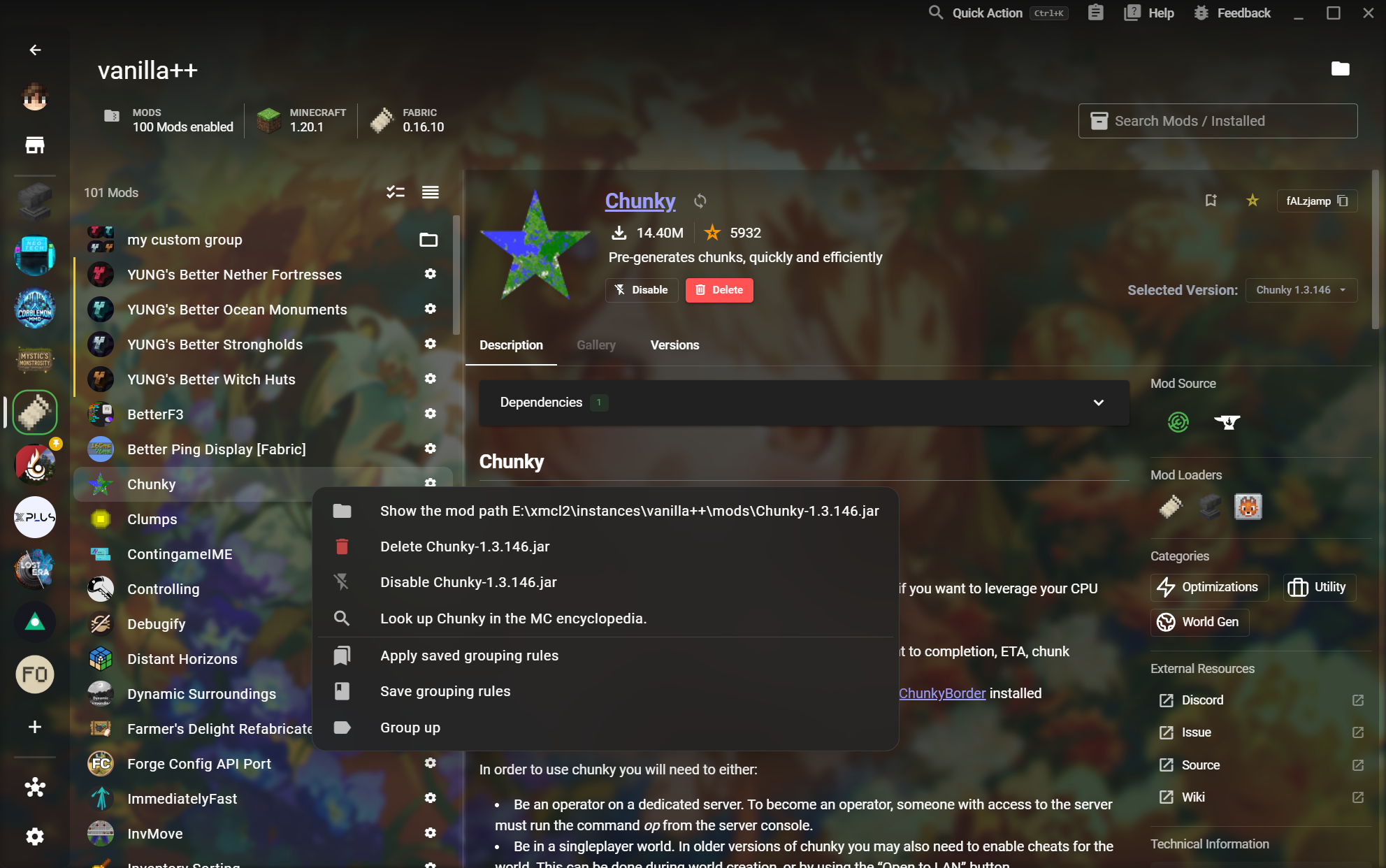 Custom Mod Groups